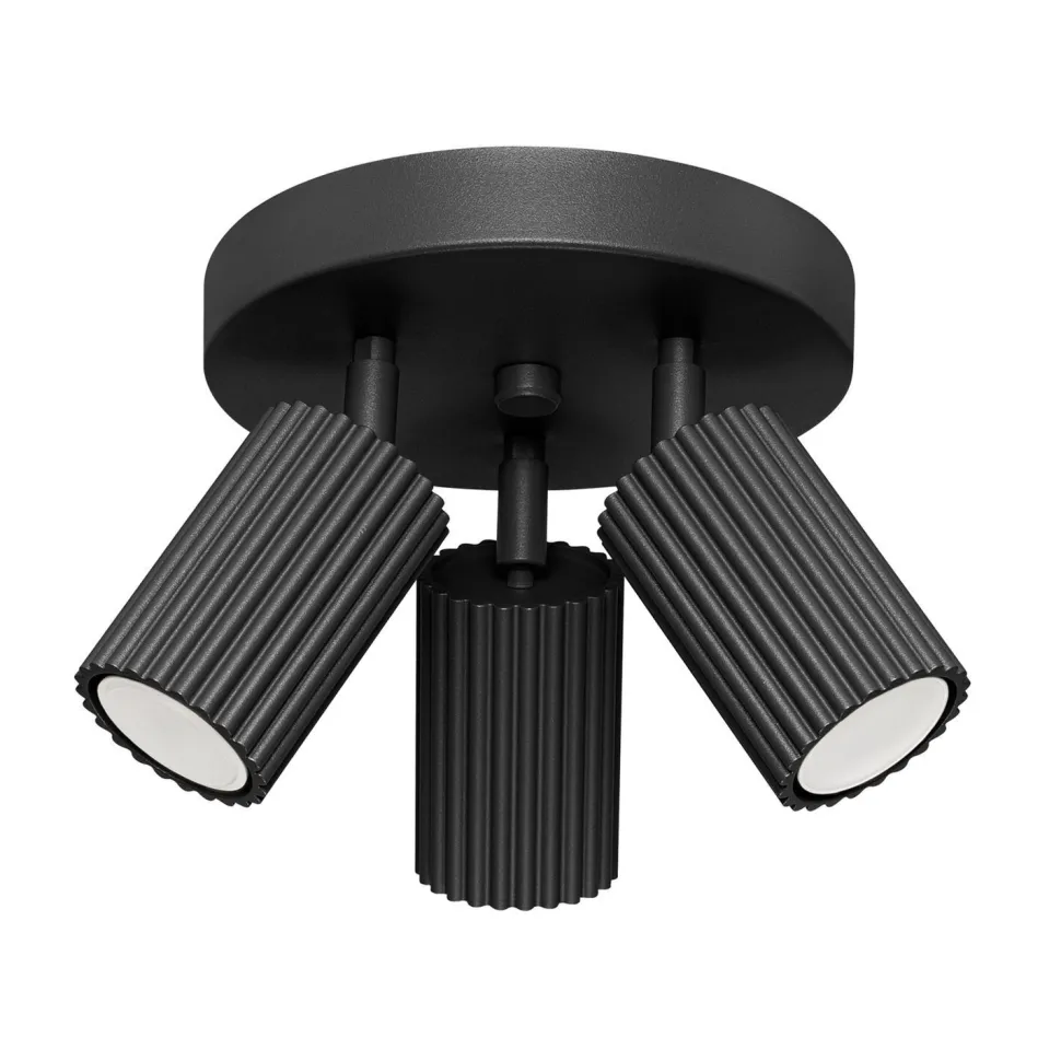 Deckenlampe rund 3-flammig GU10 Schwarz Ø 19,5 cm klein Modern