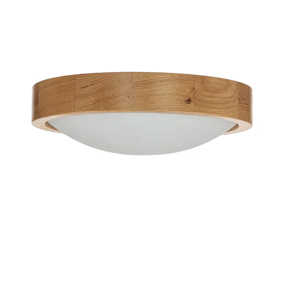 Deckenlampe rund Holz Glas Schirm Ø27cm Wohnzimmer