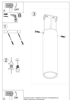 Deckenlampe schmal Ø 6 cm Modern Metall Weiß GU10