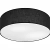 Deckenlampe Schwarz Ø 45 cm rund flach blendarm 2x E27 Stoff