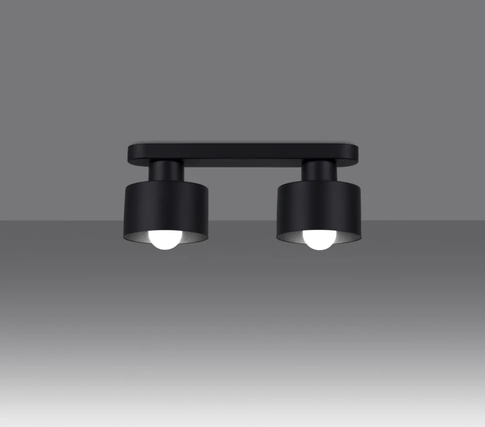 Deckenlampe Schwarz 34 cm lang Metall 2-flammig E27