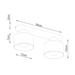 Deckenlampe Schwarz 34 cm lang Metall 2-flammig E27