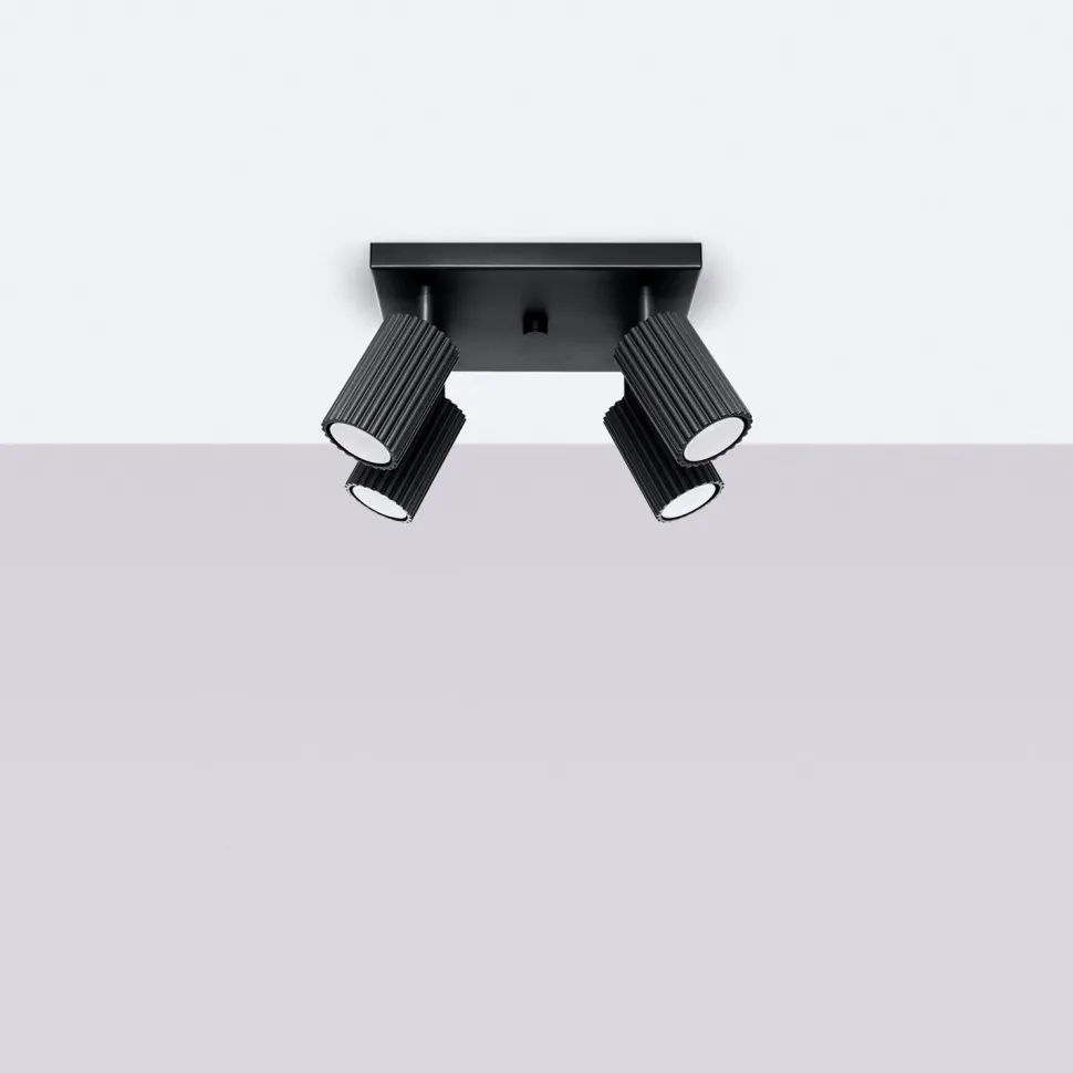 Deckenlampe Schwarz B: 25 cm klein schwenkbar 4-flammig GU10