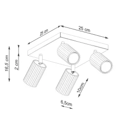 Deckenlampe Schwarz B: 25 cm klein schwenkbar 4-flammig GU10