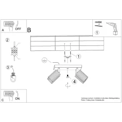Deckenlampe Schwarz B: 25 cm klein schwenkbar 4-flammig GU10