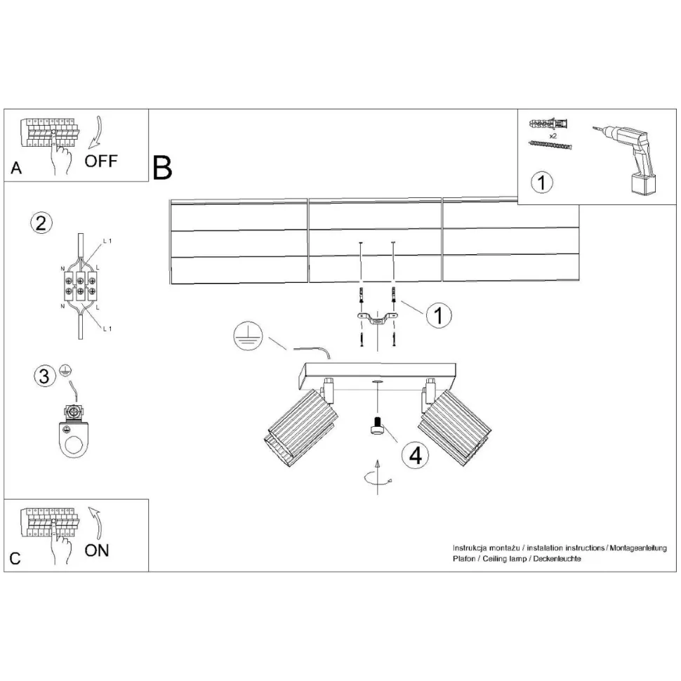 Deckenlampe Schwarz B: 25 cm klein schwenkbar 4-flammig GU10