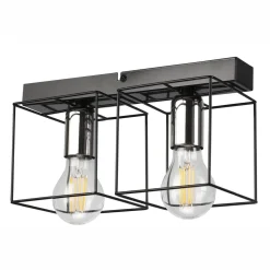 Deckenlampe Schwarz Chrom 2-flammig E27 Metall Modern