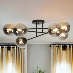 Deckenlampe Schwarz Graphit E14 Glas Metall