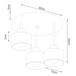 Deckenlampe Schwarz Metall 3-flammig Ø 32 cm E27