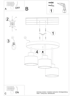 Deckenlampe Schwarz Metall 3-flammig Ø 32 cm E27