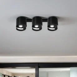 Deckenlampe Schwarz Metall Design rund 3x GU10