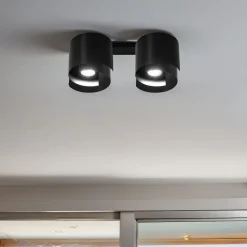 Deckenlampe Schwarz Metall Design rund 2x GU10