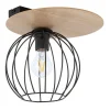 Deckenlampe Schwarz Natur E27 Holz Metall Kugelschirm
