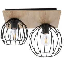 Deckenlampe Schwarz Natur E27 Holz Metall Junges Wohnen