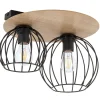 Deckenlampe Schwarz Natur E27 Metall Holz Wohnzimmer