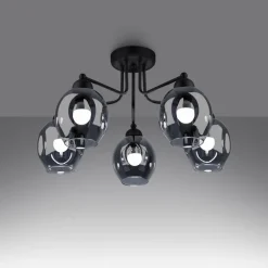 Deckenlampe Schwarz Rauchglas Metall E27 Modern
