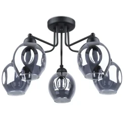 Deckenlampe Schwarz Rauchglas Metall E27 Modern