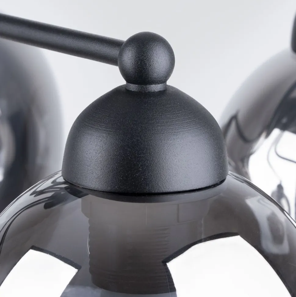 Deckenlampe Schwarz Rauchglas Metall E27 Modern