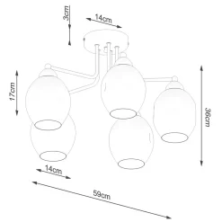 Deckenlampe Schwarz Rauchglas Metall E27 Modern