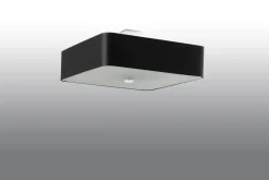 Deckenlampe Schwarz Stoff Glas quadratisch B: 55 cm