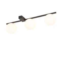 Deckenlampe Schwarz Weiß 67 cm lang 3-flammig G9 Glas