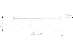 Deckenlampe Schwarz Weiß 3-flammig 50 cm lang RAMSI