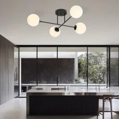 Deckenlampe Schwarz Weiß 4-flammig Kugel Schirme
