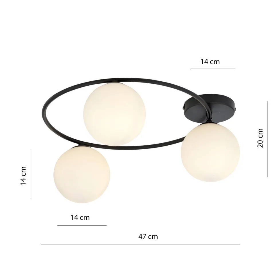 Deckenlampe Schwarz Weiß H: 20 cm Ø 47 cm LIBORIO