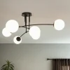 Deckenlampe Schwarz Weiß 6x E14 Modern Metall Glas