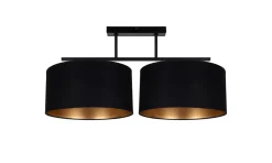 Deckenlampe Stoff blendarm Schwarz Gold E27 70 cm lang