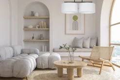 Deckenlampe Stoff blendarm Schwarz Weiß E27 L:70 cm