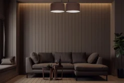 Deckenlampe Stoff blendarm Schwarz Braun Weiß E27 70 cm