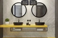 Deckenlampe Stoff blendarm Schwarz Grau Muster 70 cm