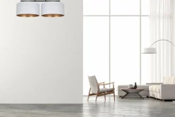 Deckenlampe Stoff blendarm Schwarz Weiß Gold E27 70 cm