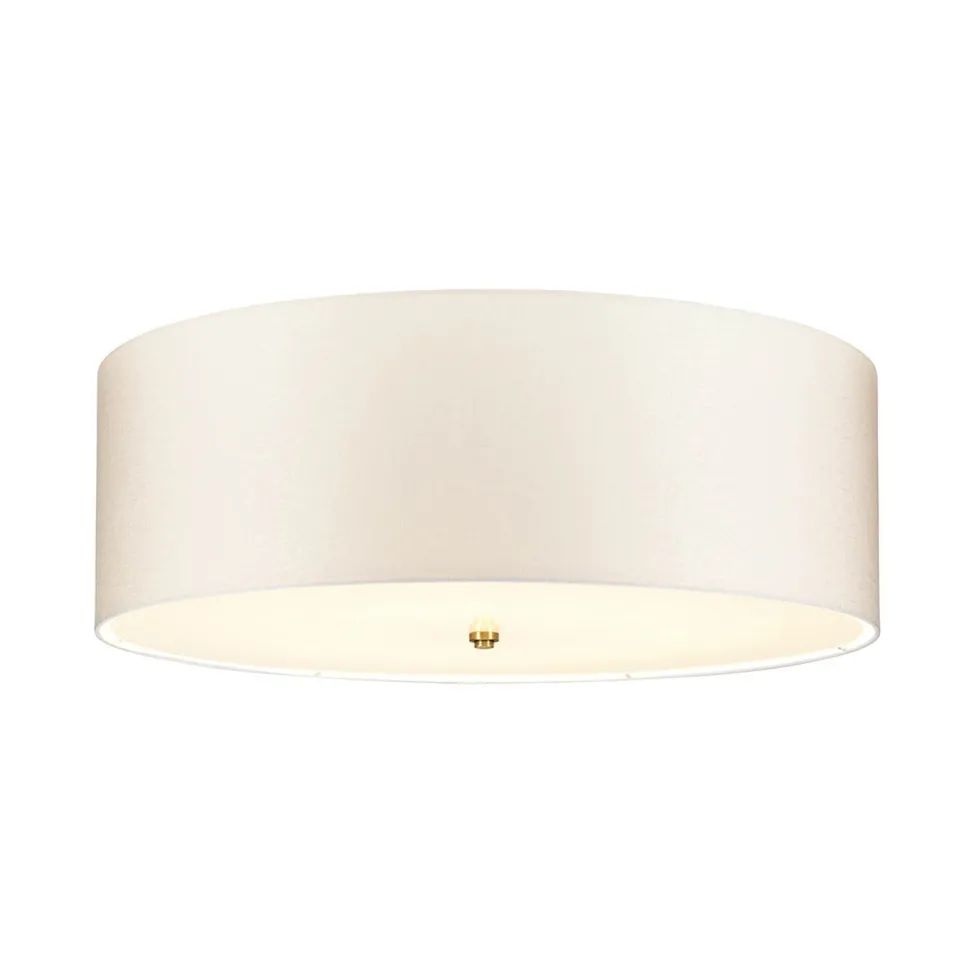 Deckenlampe Stoff groß rund Ø76cm in Creme Messing