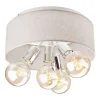 Deckenlampe Stoff Metall 4x E27 Ø 35 cm Beige Chrom