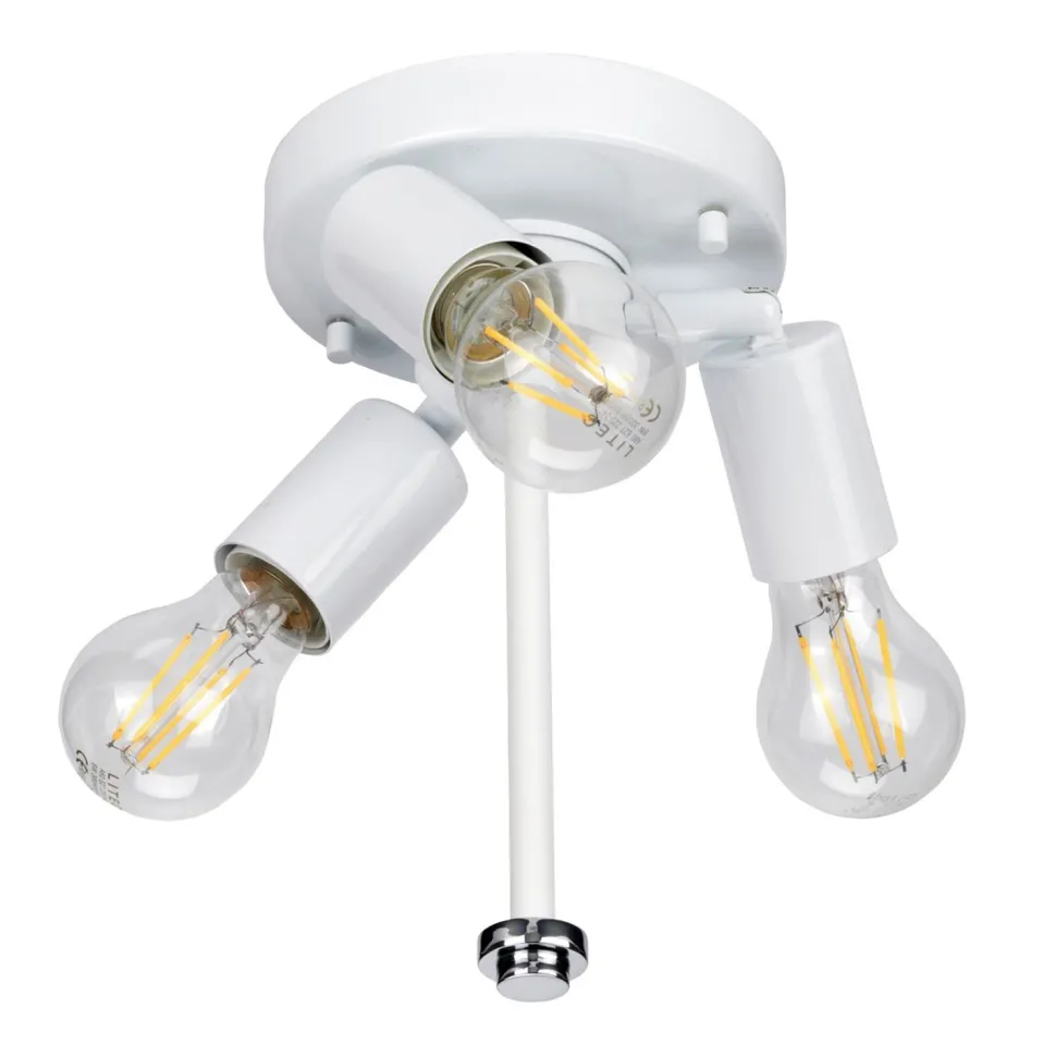 Deckenlampe Stoff rund Ø36cm Creme Chrom Modern VARINDA