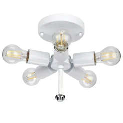 Deckenlampe Stoff Schirm in Creme Chrom rund 66 cm