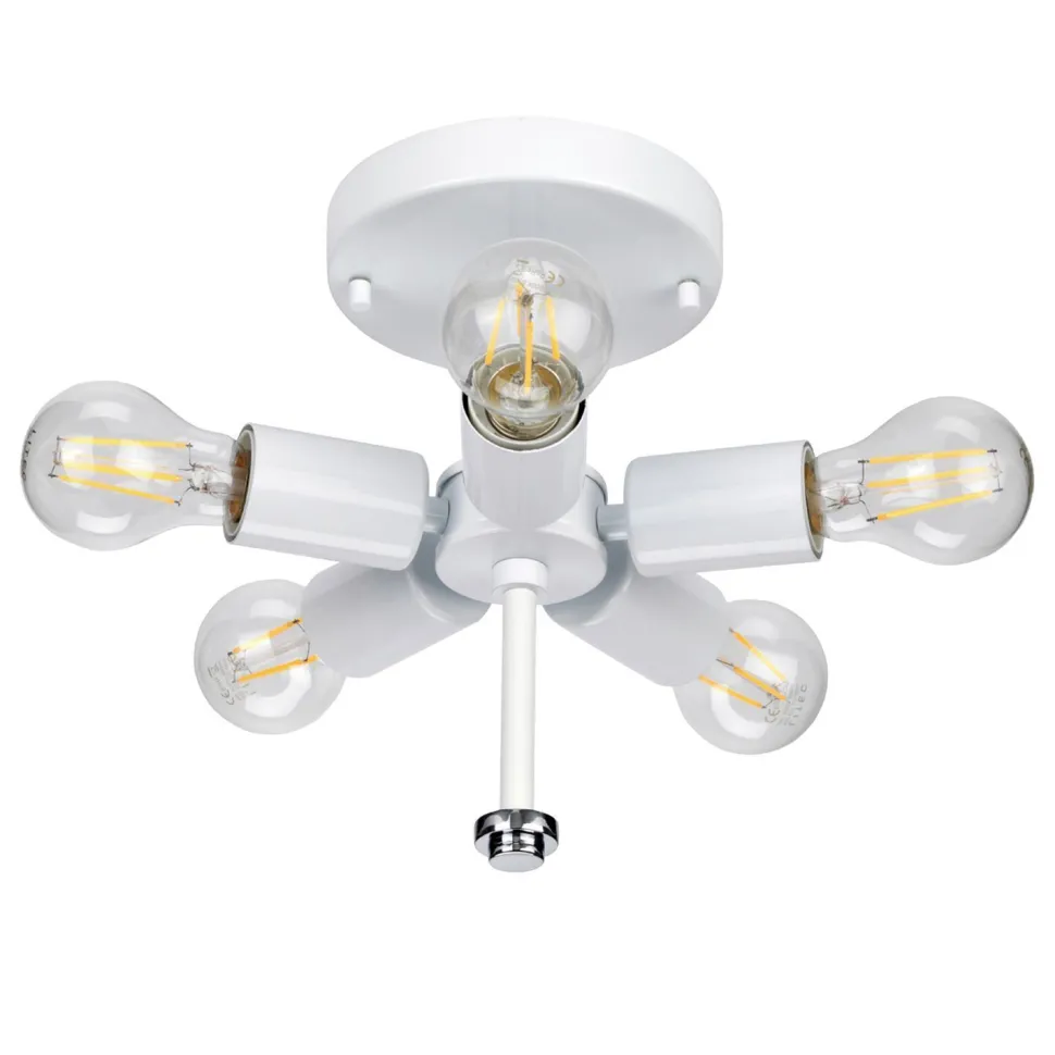 Deckenlampe Stoff Schirm in Creme Chrom rund 66 cm