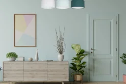 Deckenlampe Stoff Weiß Mint Grün E27 L:100 cm blendarm