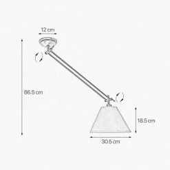 Deckenlampe verstellbar Messing Stoff in Bronze Beige E27