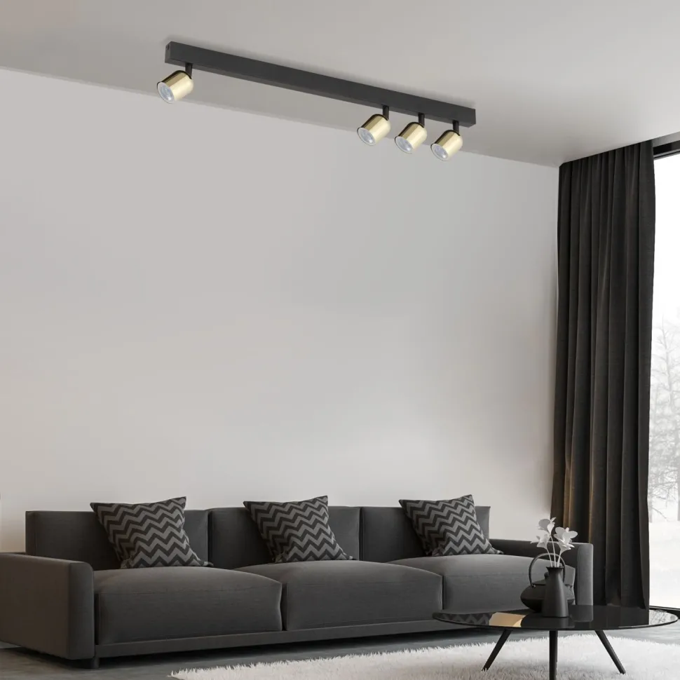 Deckenlampe verstellbar Metall 94 cm lang Schwarz Gold