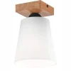 Deckenlampe Weiß Ø 15 cm H: 21 cm klein Stoff Holz Modern