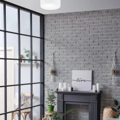 Deckenlampe Weiß Ø 35 cm rund flach Stoff blendarm E27