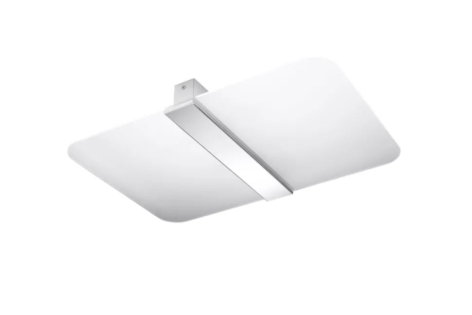 Deckenlampe Weiß Chrom Glas Metall blendarm flach