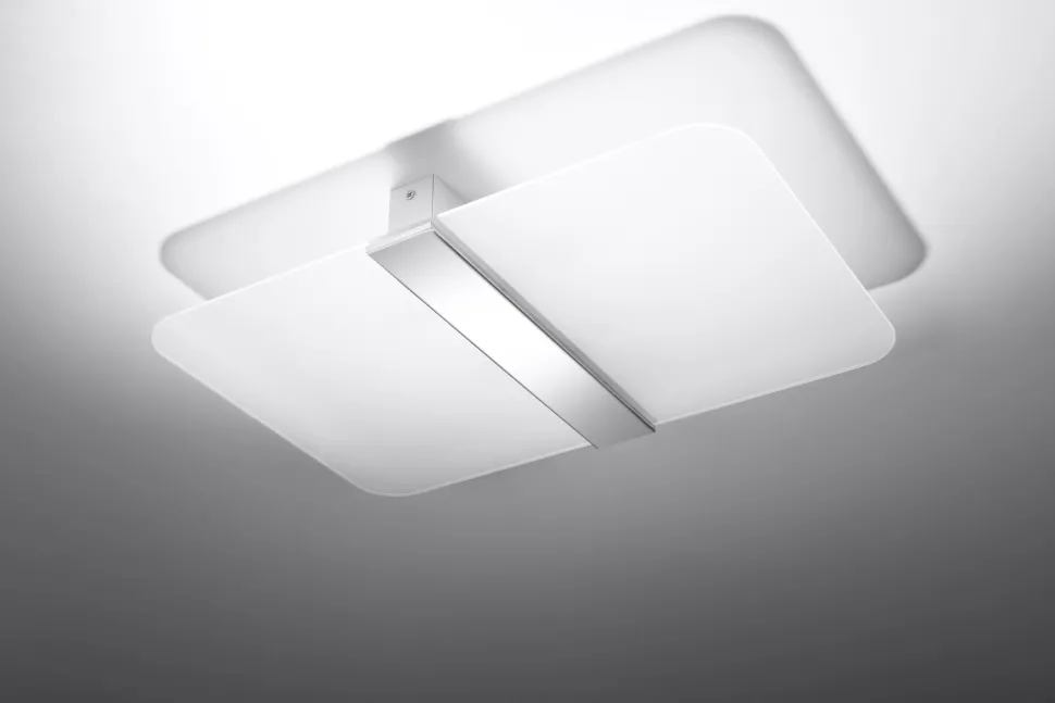 Deckenlampe Weiß Chrom Glas Metall blendarm flach