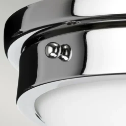 Deckenlampe Weiß Chrom rund Ø32cm E27 Glas Metall