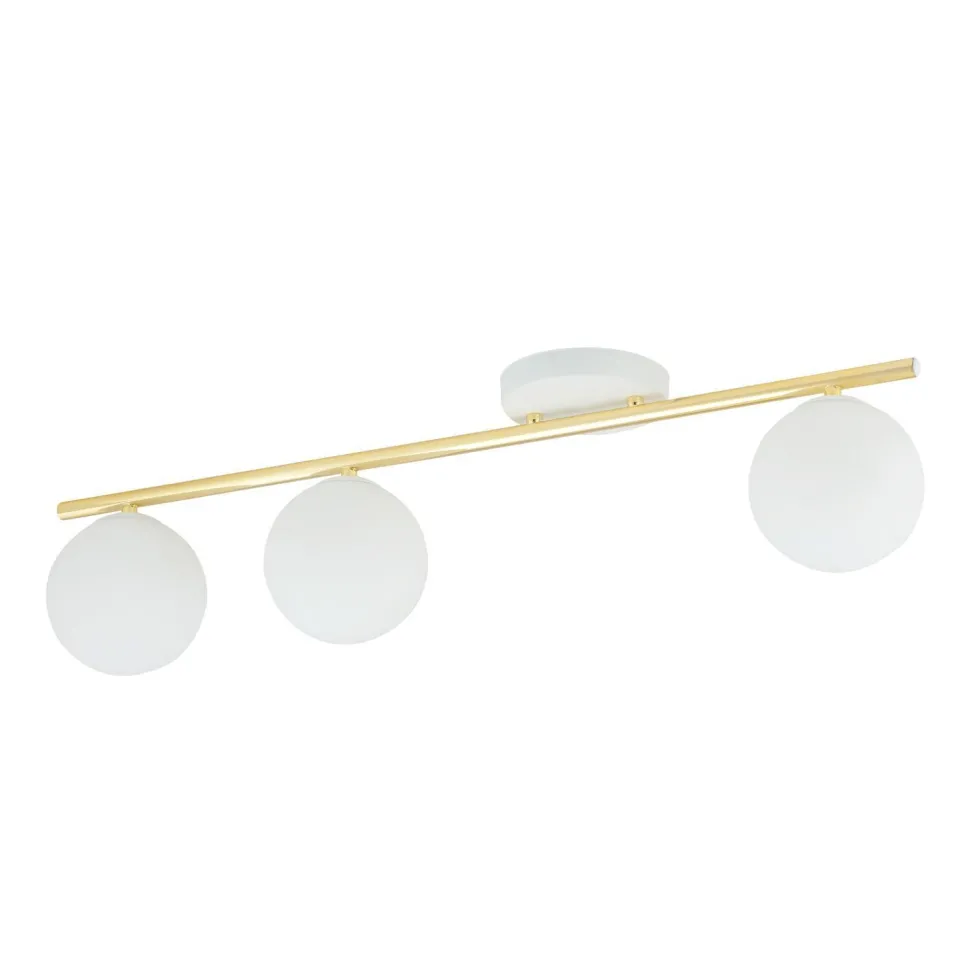 Deckenlampe Weiß Gold 80 cm Glas Metall dekorativ