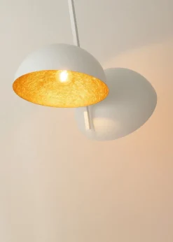 Deckenlampe Weiß Gold Metall L:90 cm E27 dekorativ