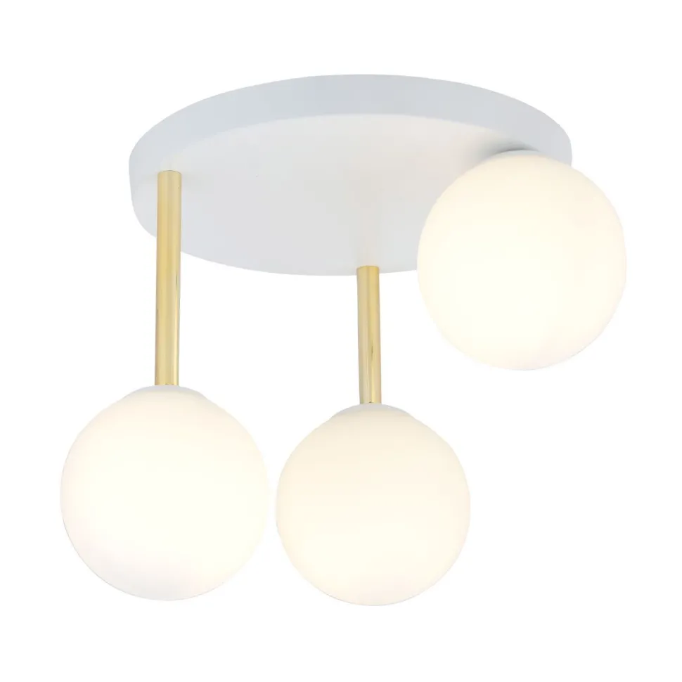 Deckenlampe Weiß Gold 3x E14 Glas Metall blendarm